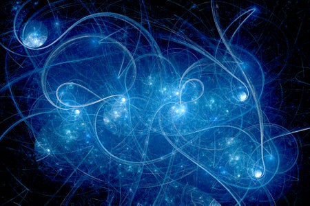 Abstract lines against a blue backdrop.